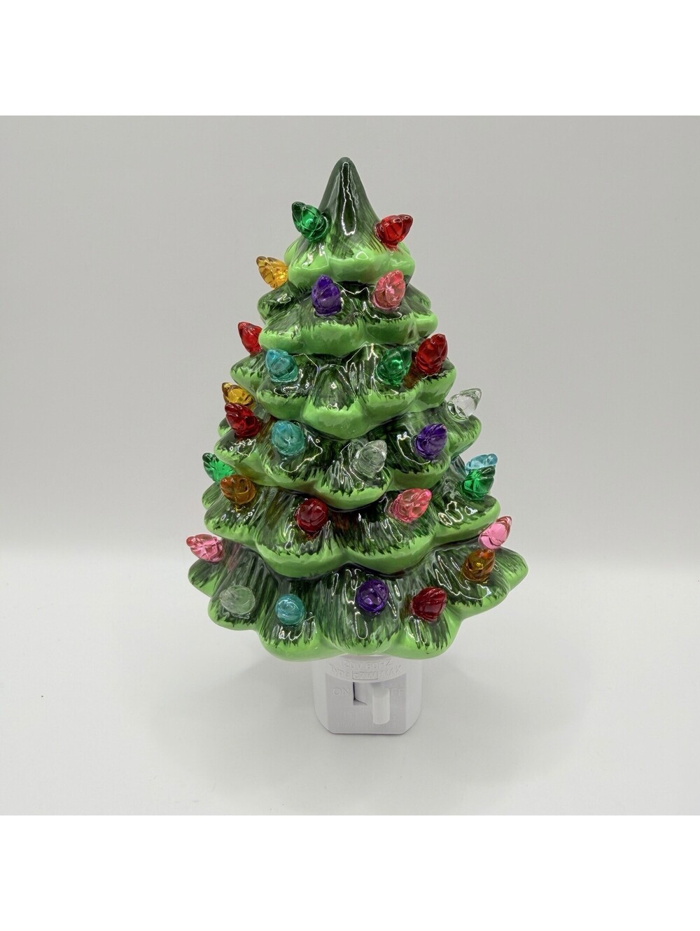 Vintage Inspired Lighted Christmas Tree Night Light Multicolored Bulbs Switch